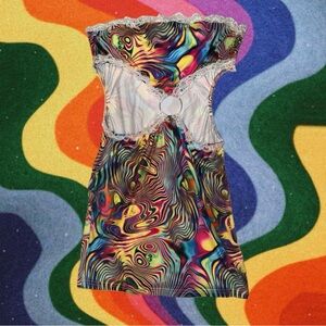 Psychedelic Multicolor Strapless Dress